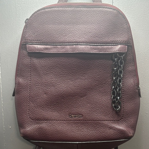 Calvin Klein Women's or Men's Plum Backpack with Chain Detail